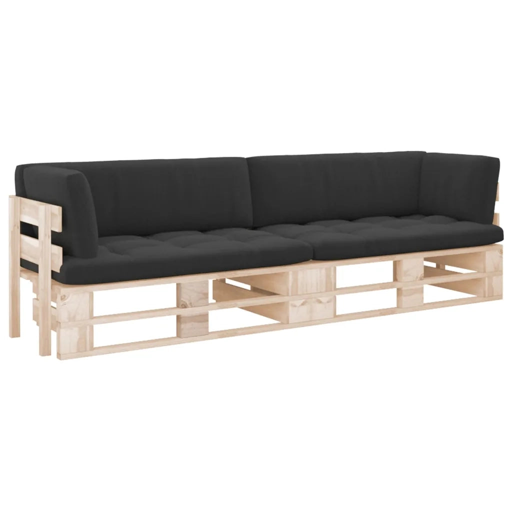 Divano a 2 Posti su Pallet con Cuscini Legno di Pino Impregnato cod mxl 56770