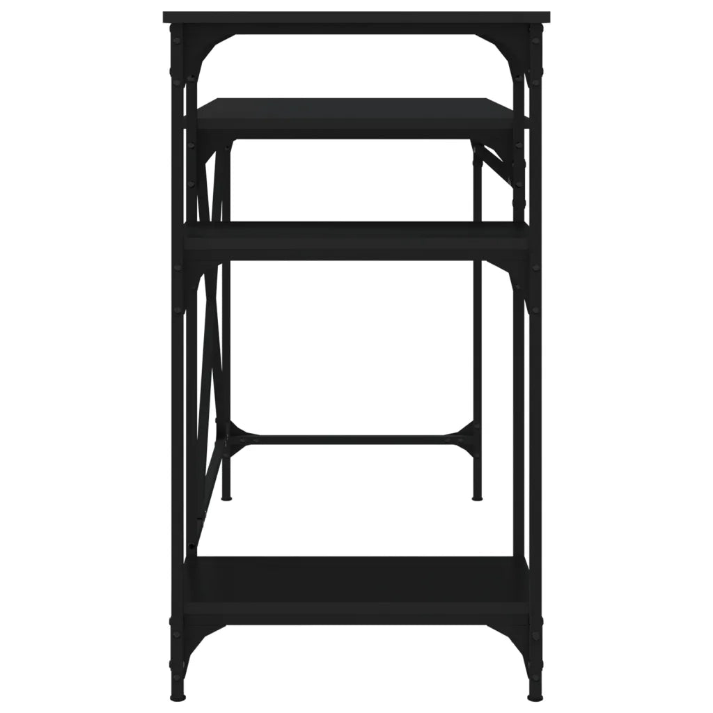 Scrivania Ripiani Nera 105x50x90 cm Legno Multistrato e Ferro 826714