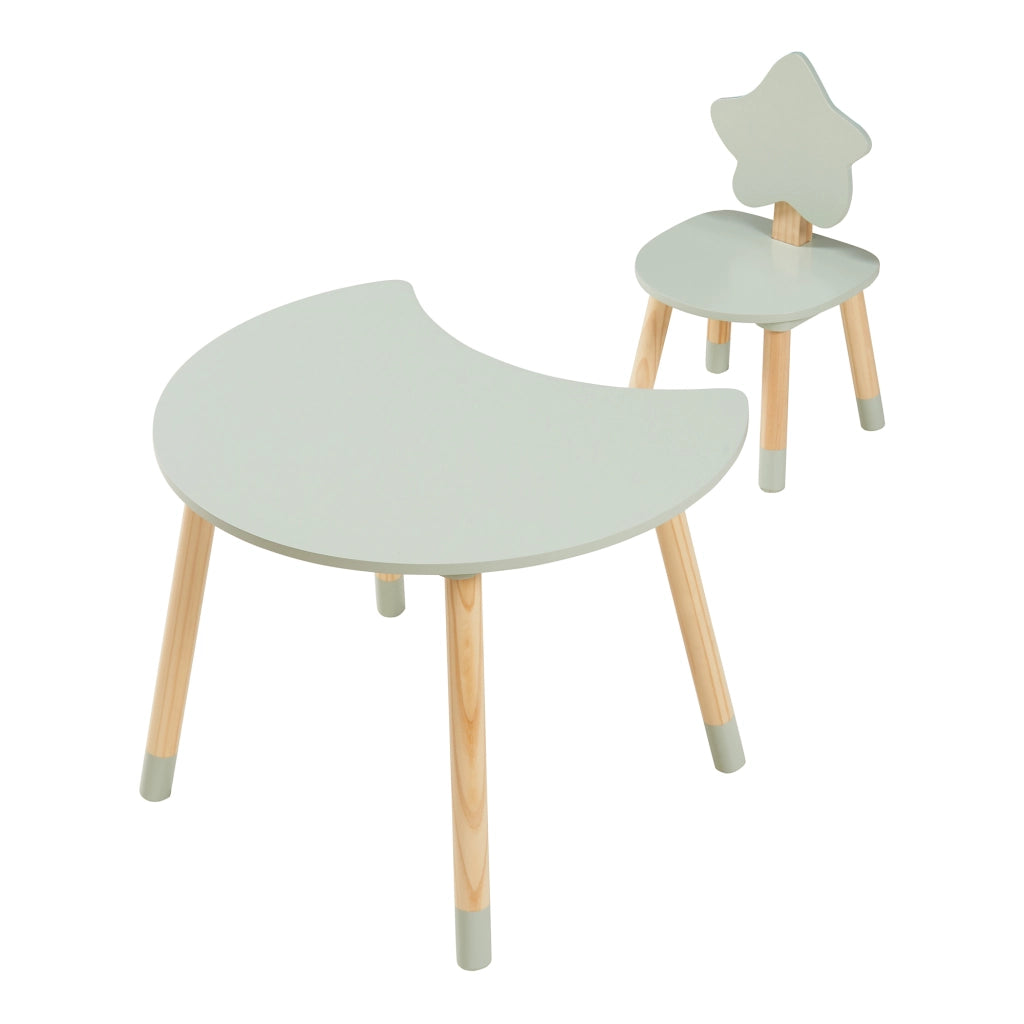 Set Lallega di 2 Mobili per Cameretta Scrivania e Sedia - Verde Menta/Naturale [en.casa]