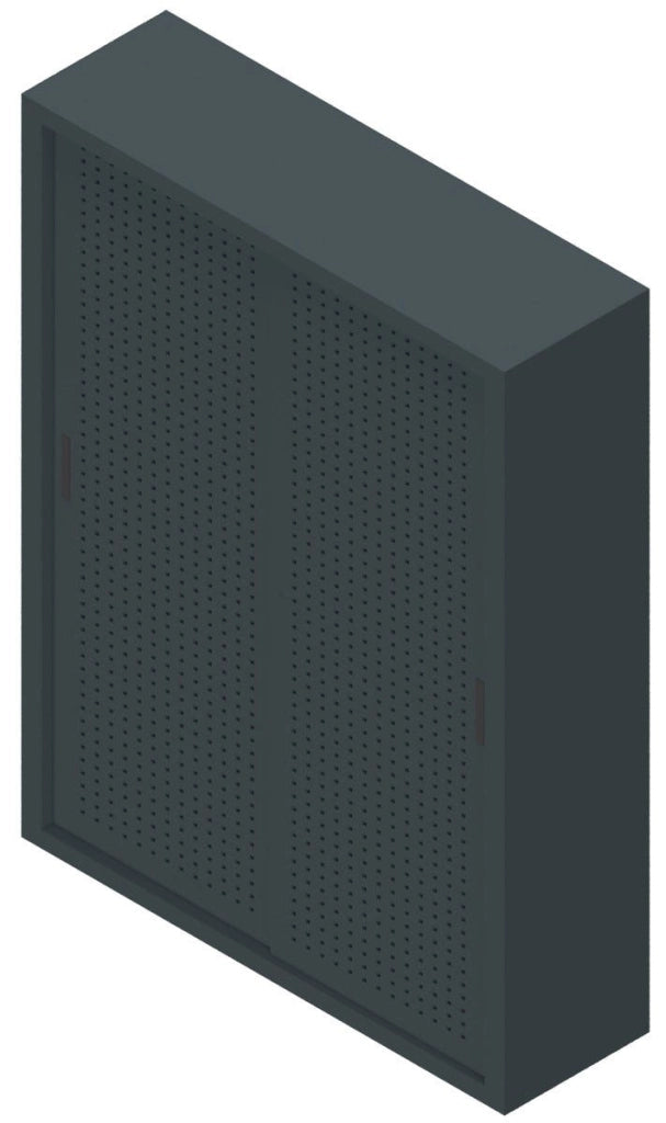 Armadio archivio documenti con struttura metallica e ante forate scorrevoli cm. 150x45x200H