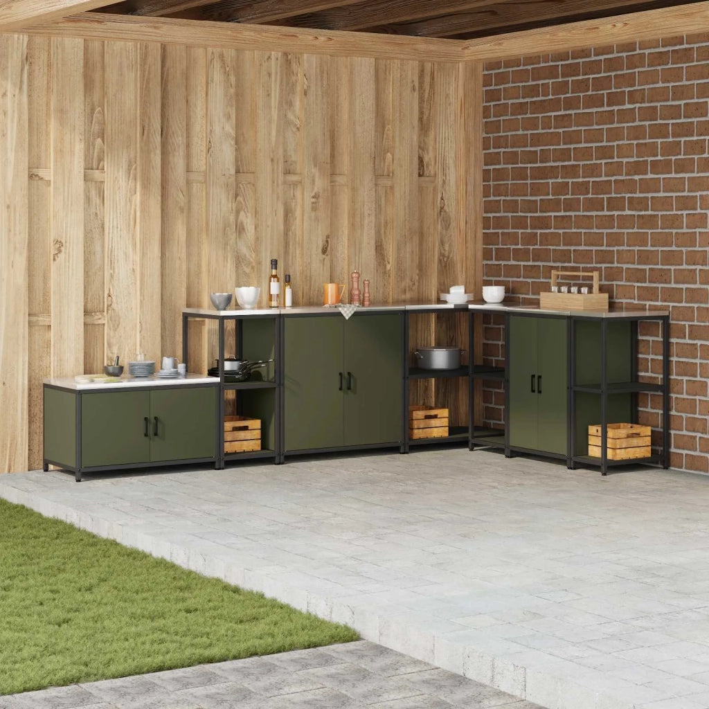Pensile da cucina | Stoccaggio in cucina HATTEM Verde oliva 40 x 50 x 92 cm Acciaio