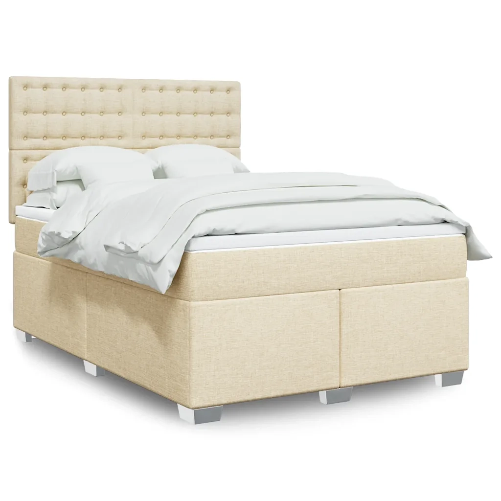 vidaXL Giroletto a Molle con Materasso Crema 140x19 cm in Tessuto