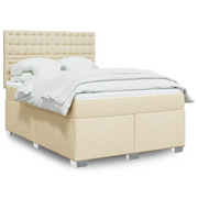 vidaXL Giroletto a Molle con Materasso Crema 140x19 cm in Tessuto
