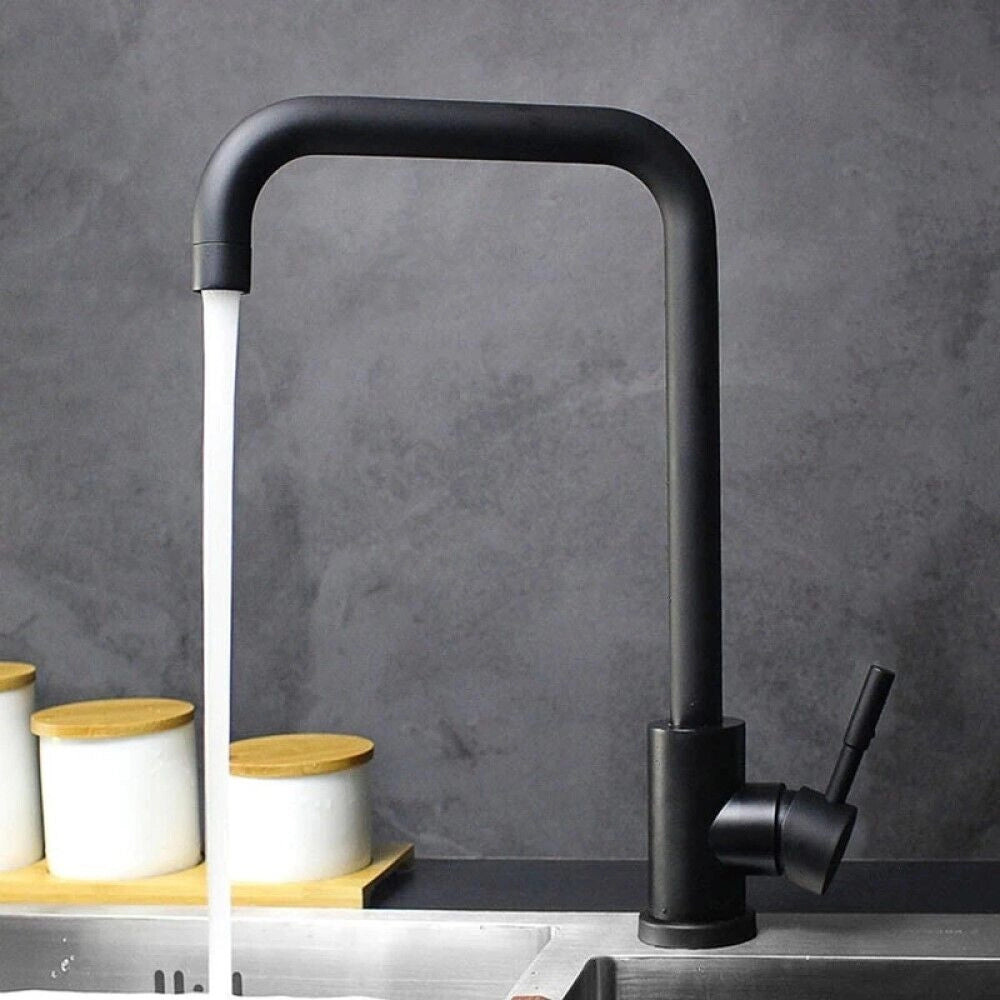 Miscelatore rubinetto monocomando per lavabo cucina canna alta nero opaco 79828