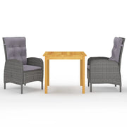 Set Mobili da Pranzo per Giardino 3 pz Grigio cod mxl 44325