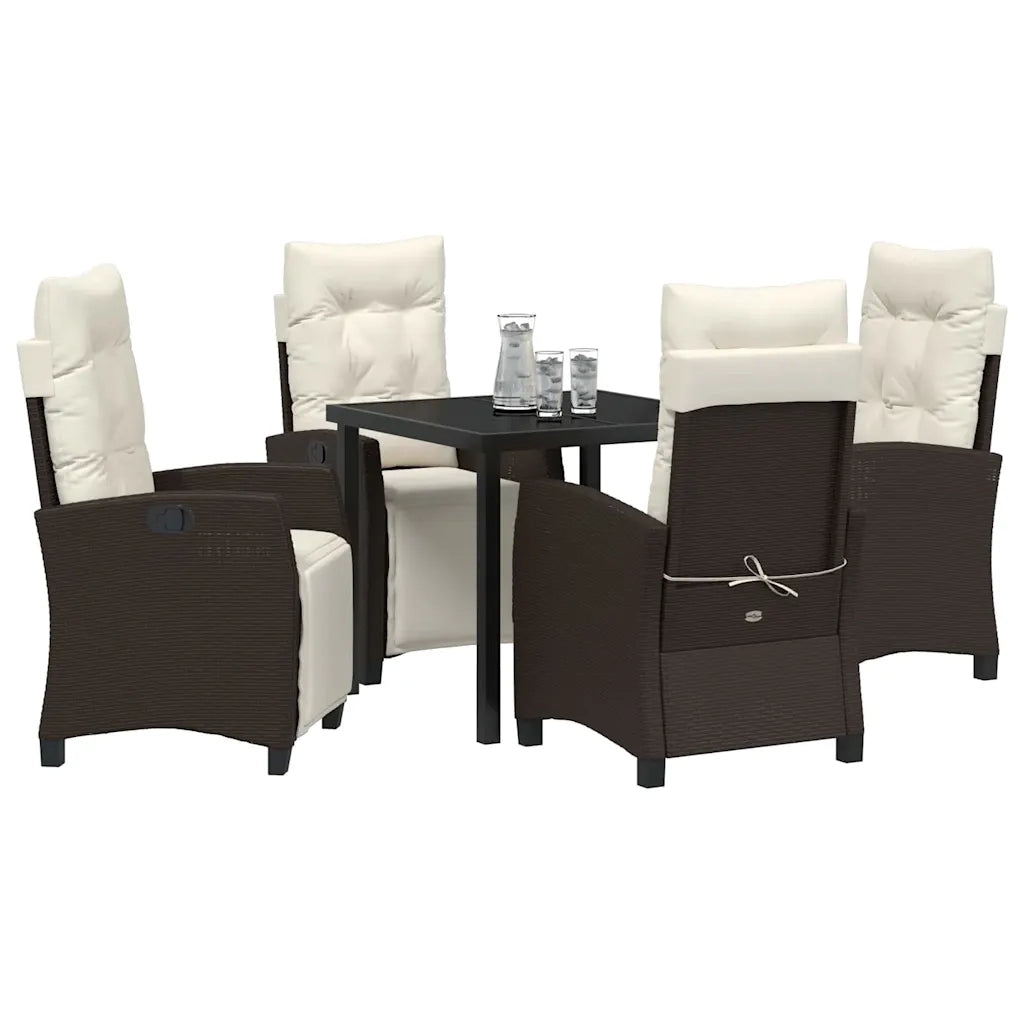 Set da Pranzo per Giardino con cuscino 5 pcs Marrone polyrattan 3380429