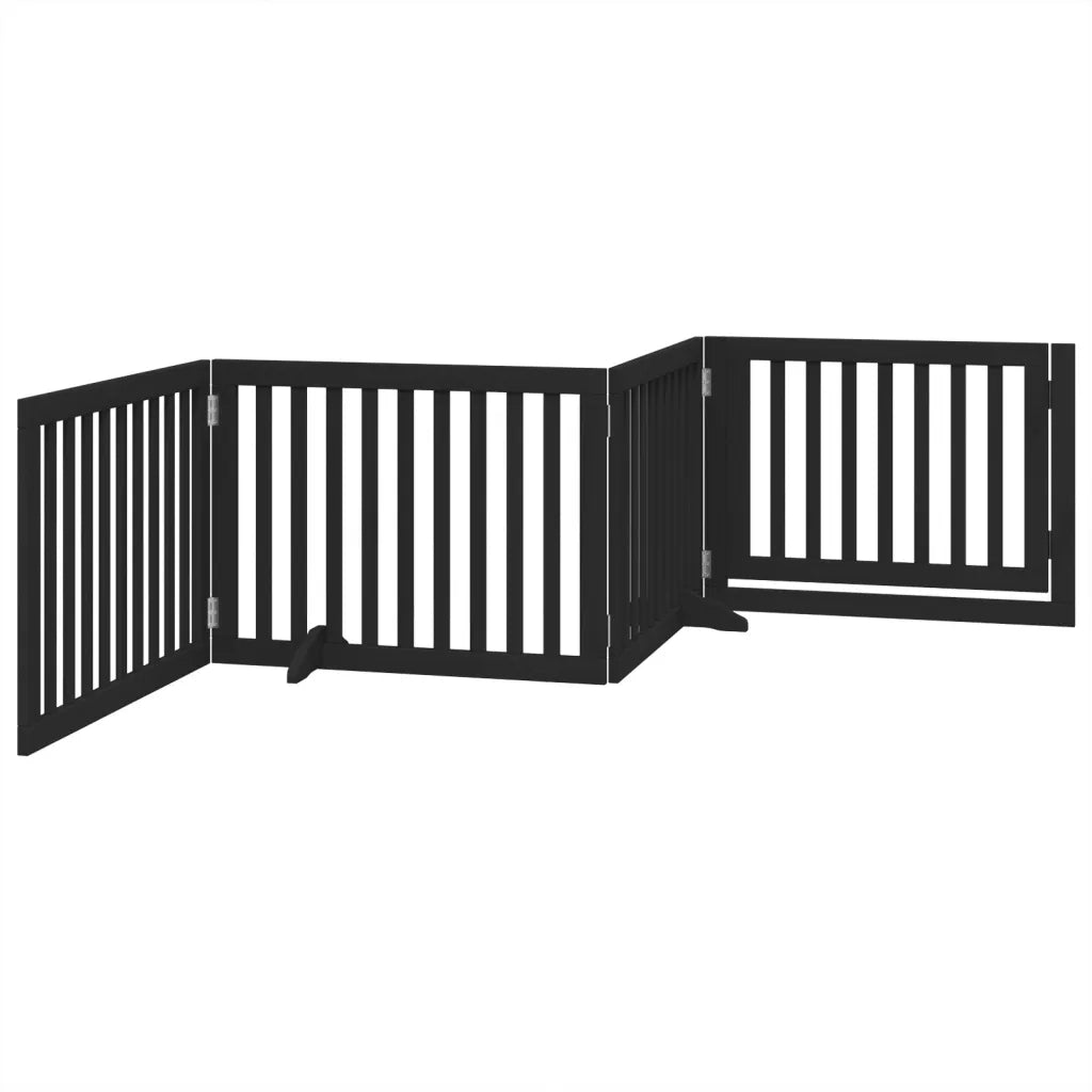 Cancello per Cani Porta Pieghevole Nero 4 Pannelli 320cm Pioppo CFW9162789