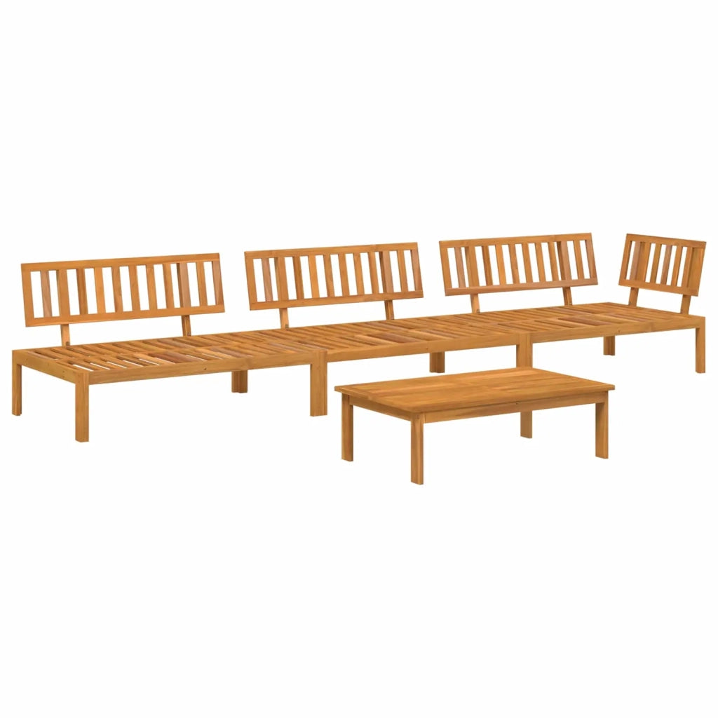 Set di divani con cuscino 4 pcs Grigio Legno di Acacia Massello