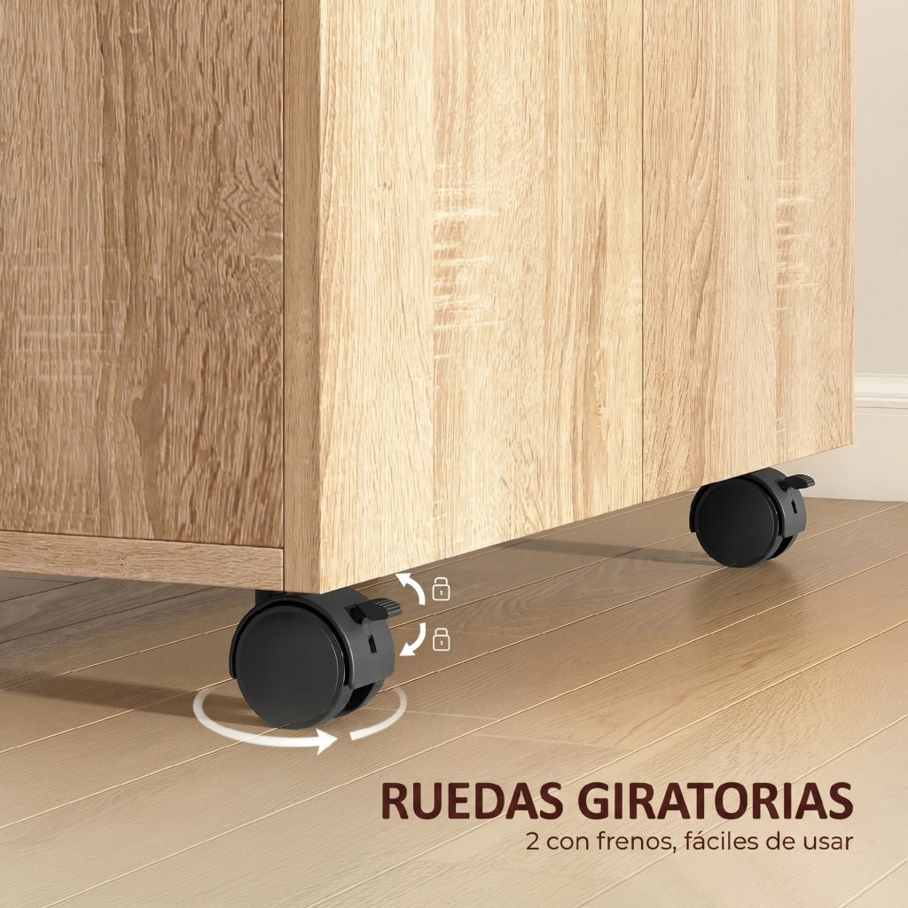 Armadio scorrevole con ante e ripiani ¨C zephmum ¨C 60x35x65 cm Natural