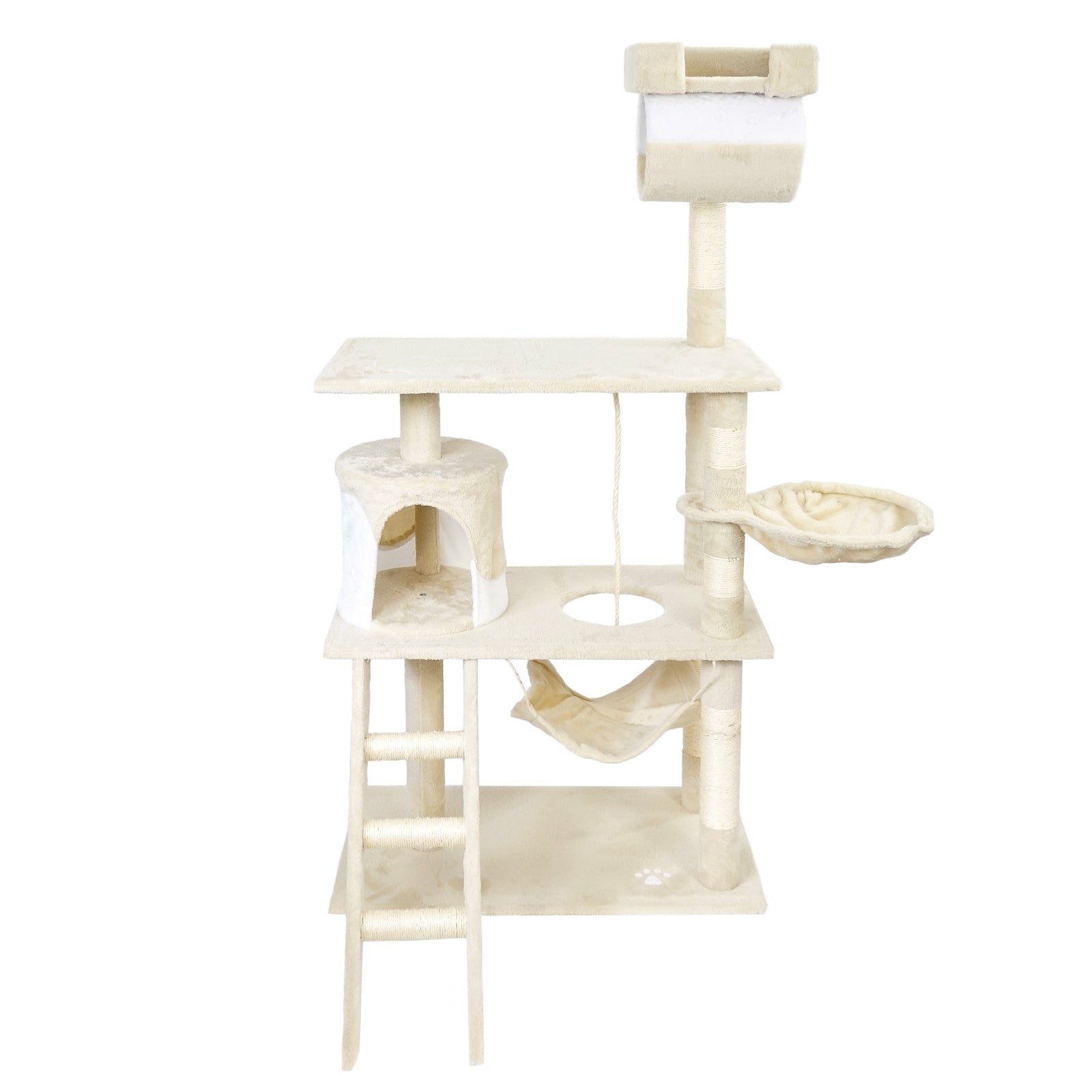 Albero tiragraffi per gatti beige/bianco 141cm per arrampicarsi Sisal