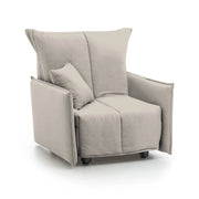 Divano Letto Atlantis, Divano singolo, Made in Italy, Poltrona soggiorno con apertura a carrello, in tessuto imbottito, con Braccioli standard, cm 110x90h85, colore Beige