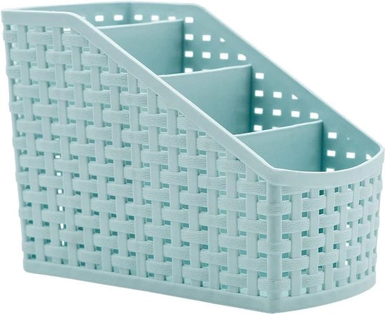 Cassa di archiviazione per ufficio, camera da letto, cucina, casa, in plastica, blu, 4 compartimenti