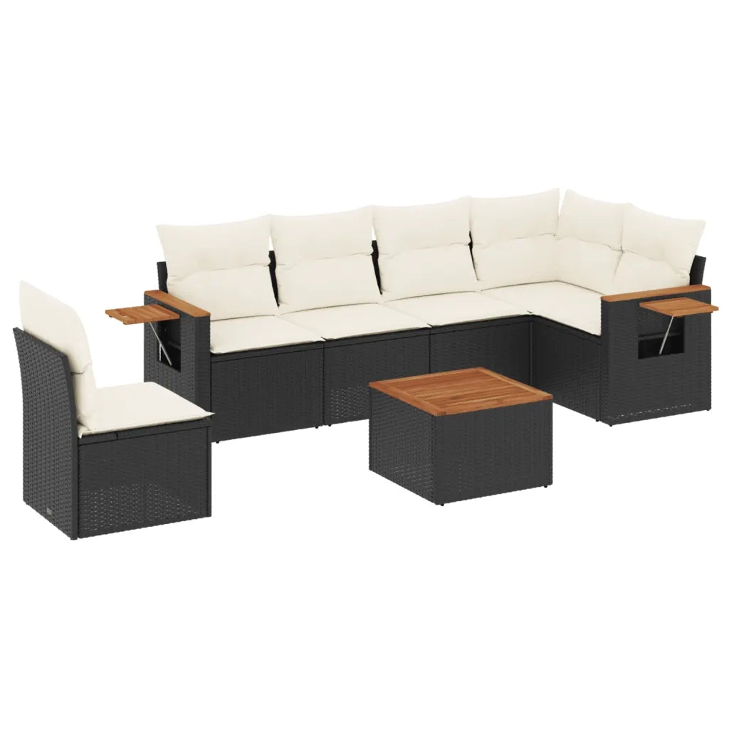 Set Divani da Giardino con Cuscini 7pz Nero Polyrattan 3226861