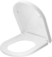 D toiletzitting con chiusura softclose, formato lungo, con sgancio rapido, facile da pulire, con sospensioni regolabili, con finitura in plastica, colore bianco