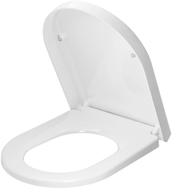 D toiletzitting con chiusura softclose, formato lungo, con sgancio rapido, facile da pulire, con sospensioni regolabili, con finitura in plastica, colore bianco