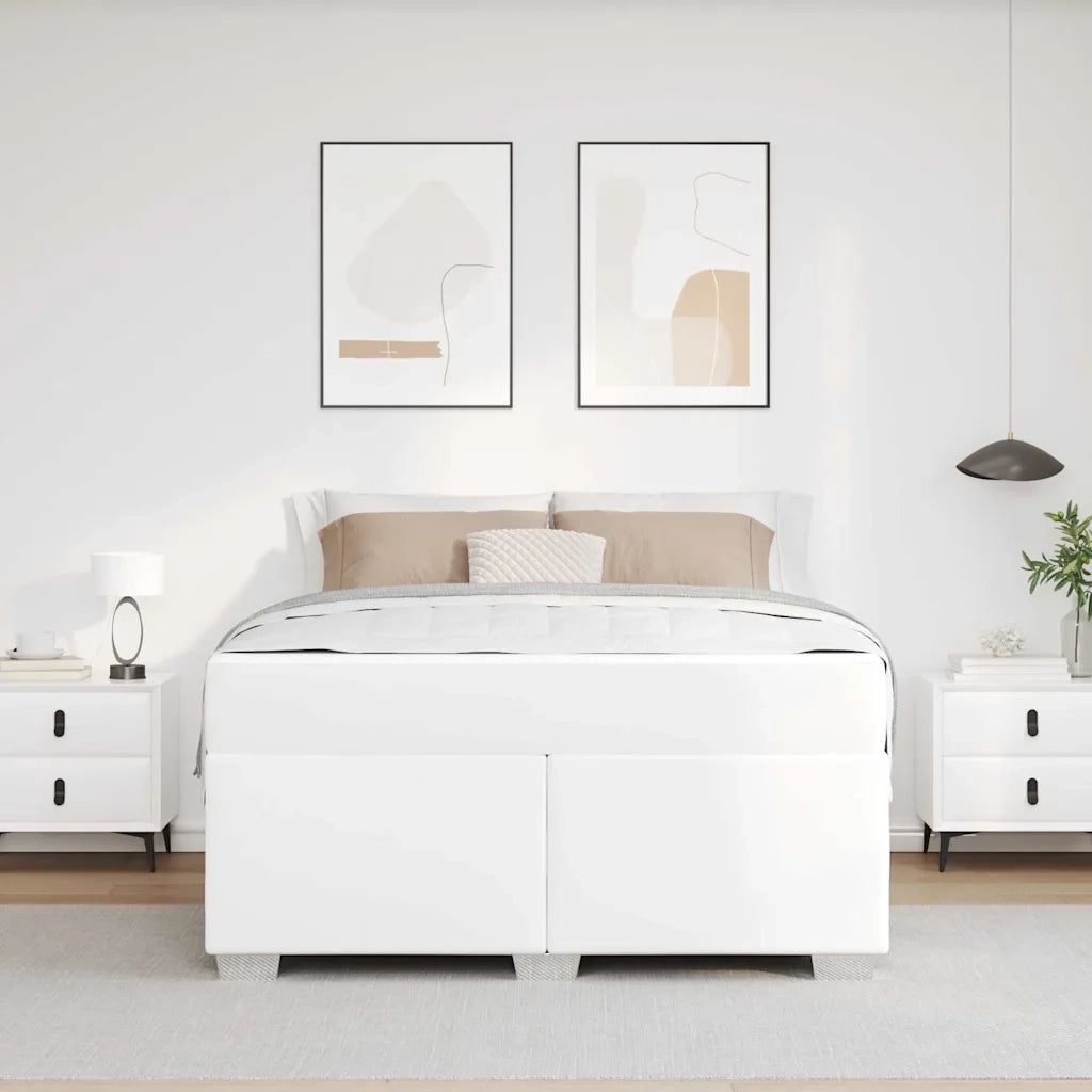 Struttura del letto con materasso Bianco 140 x 200 cm Tessuto