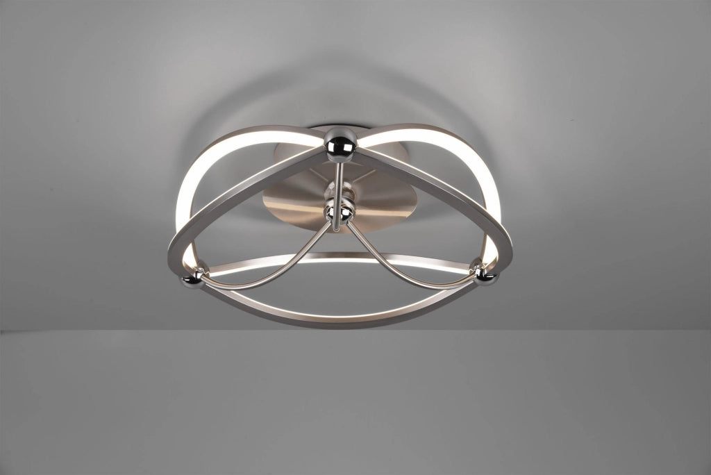 CHARIVARI PLAFONIERA LED  20W · 1x 2500lm, 3000K ACCIAIO SATINATO ELLISSI DIMMERABILE CON INTERRUTTORE D. 41CM