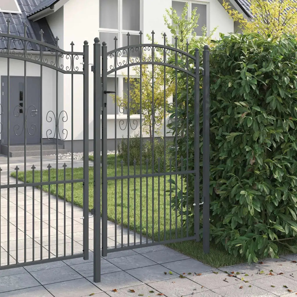 Cancello con Punta a Lancia KAMPEN 103 x 175 cm Acciaio Grigio 42009041