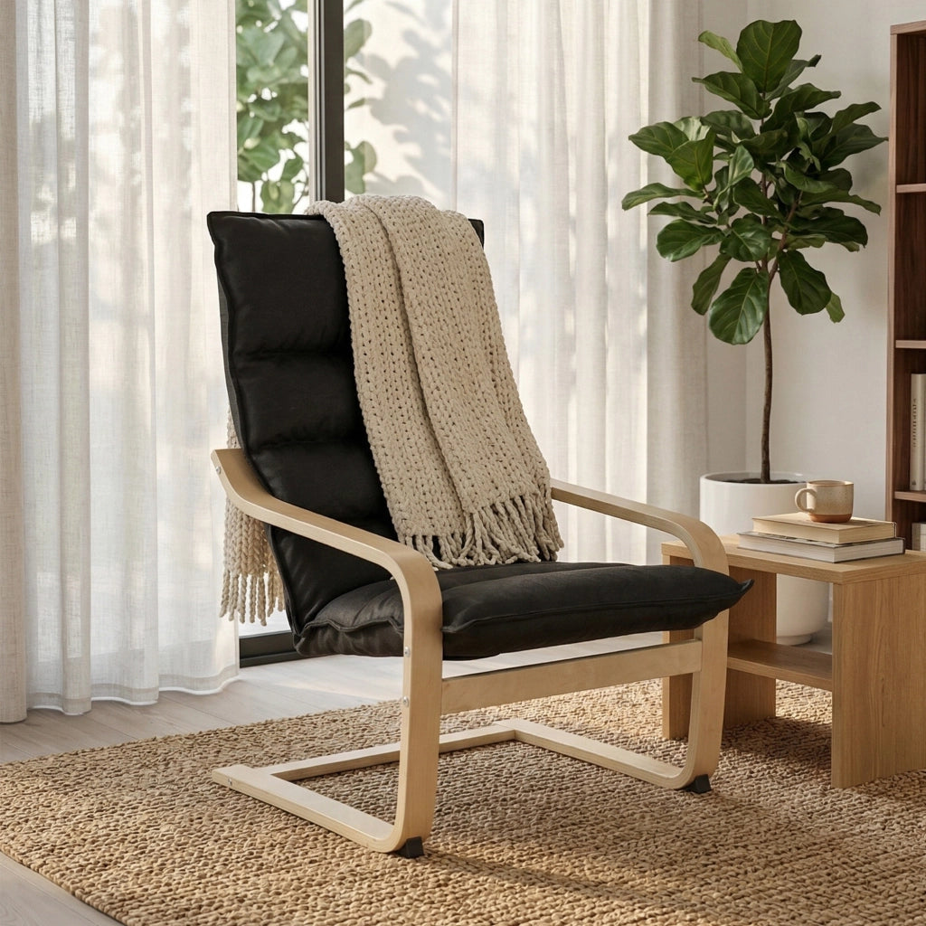 Poltrona Moderna con Schienale Alto ¨C Minimal ¨C Tessuto Velluto Nero 67x83x105 cm