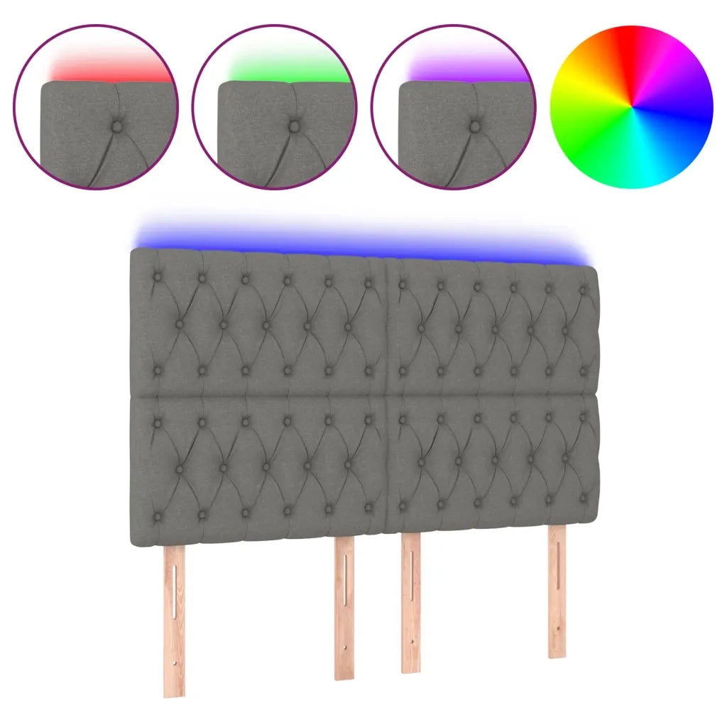 Testiera a LED-Testata con LED GrigioScuro 144x7x118/128cm inTessuto