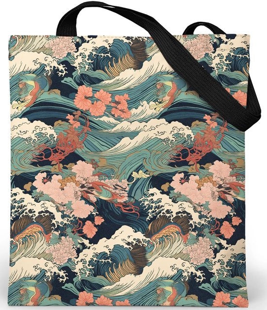 Borsa da viaggio con cerniera - Borsa estetica - Tela di velluto - Borsa per donne in tessuto con cerniera Dimensioni: H42 cm - Borsa di juta stampata - Borsa da viaggio per donne - Borsa estetica in tessuto - Codice prodotto: B37 - Dimensioni: H42 cm