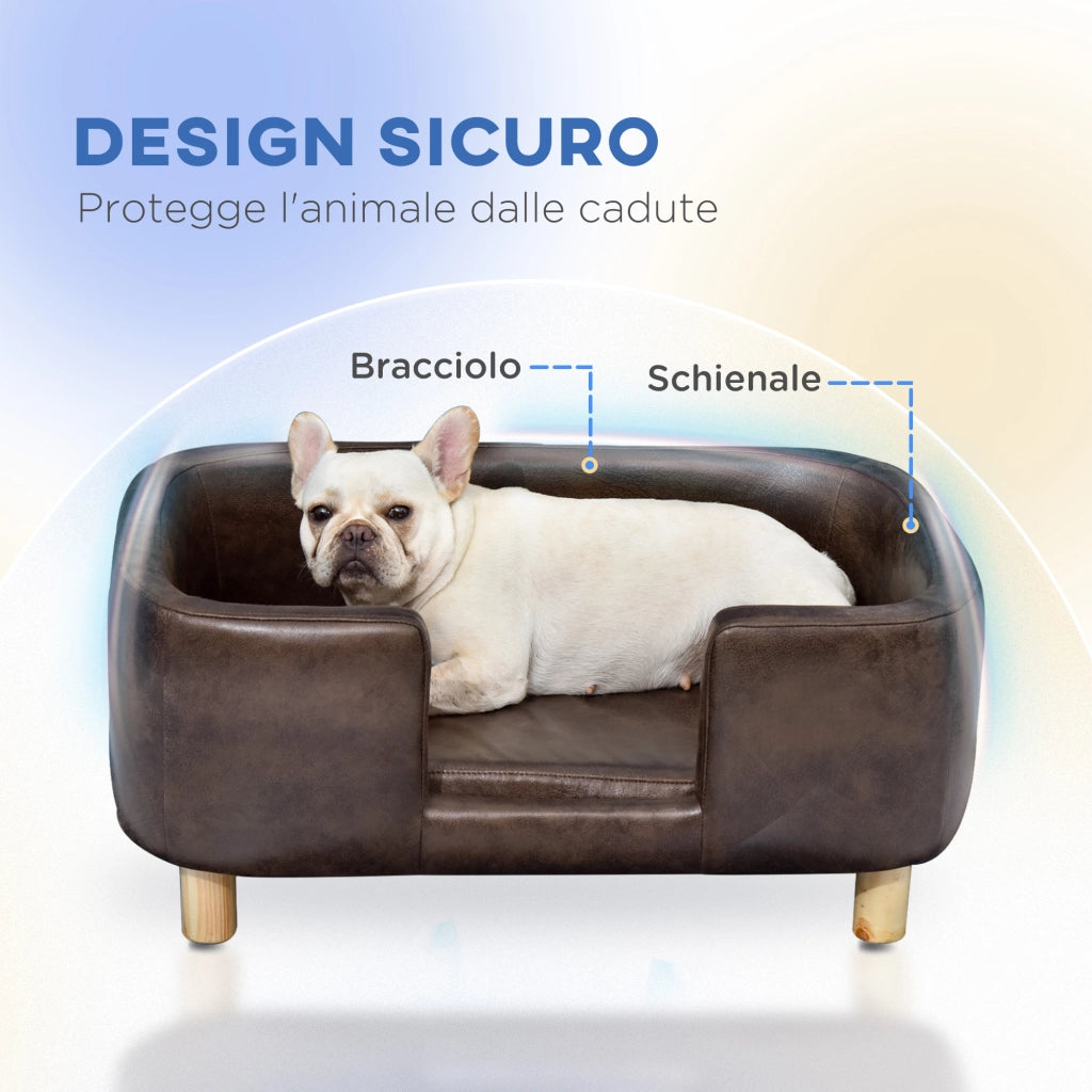 Divanetto per Cani ¨C zephmum ¨C Cuscino Imbottito Rimovibile, Marrone Scuro 74x48.5x31cm