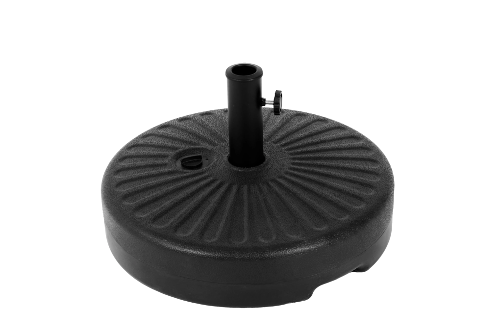 Base per ombrellone rotonda riempibile con acqua o sabbia; 56 x 51 x 15 cm; nero
