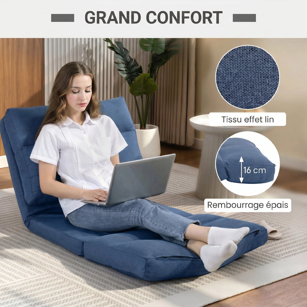 Poltrona letto inclinabile 90¡ã-180¡ã ¨C Xylo ¨C 70x72x56 cm tessuto blu scuro