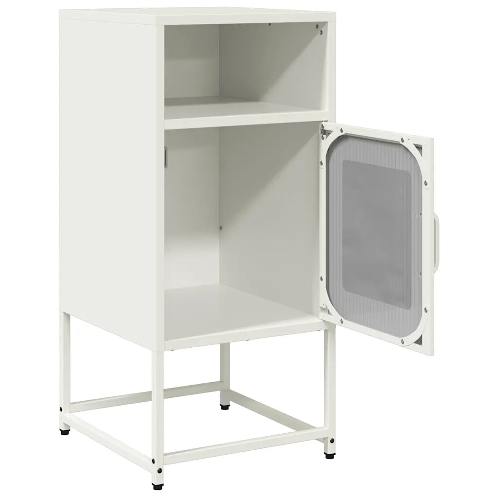 Comodino-Tavolino da notte Bianco 36x39x78 cm in Acciaio Laminato a Freddo