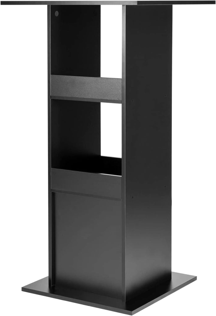 Tavolo da Bar Quadrato, Tavolino Alto e Stretto con 3 Ripiani, Tavolo Alto Cucina, Sala da Pranzo, Bistrot, in Truciolare, 60x60x109 cm, Nero