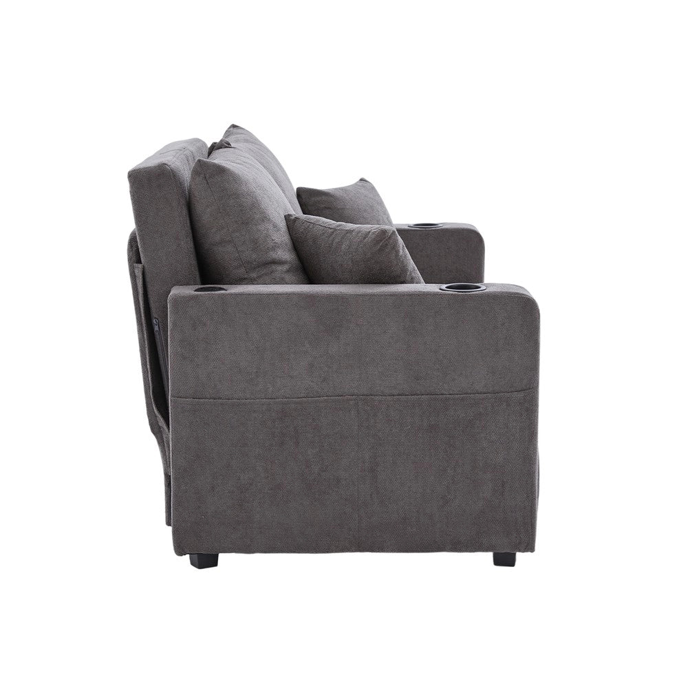 Divano Letto Multifunzione in Tessuto con USB e Contenitore ¨C Xylo ¨C Grigio