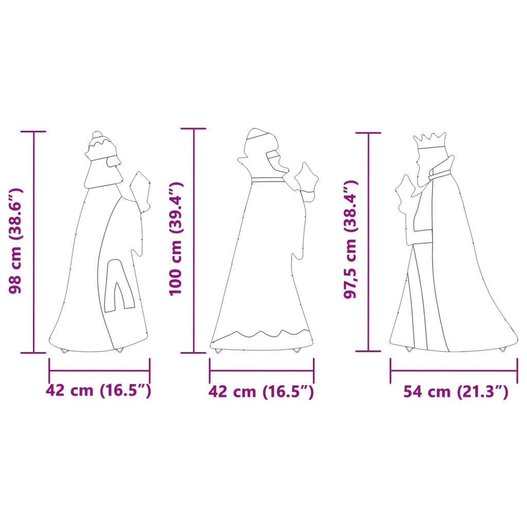 Illuminazione Natalizia dei 3 Magi 3 pcs Bianco caldo 105 cm