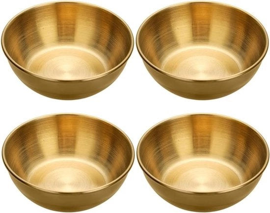 Mini portapiatto in acciaio inossidabile a forma rotonda per condimenti e salse - Sushi e soja snack - Dimensioni 4-8,2 cm di diametro - Giallo