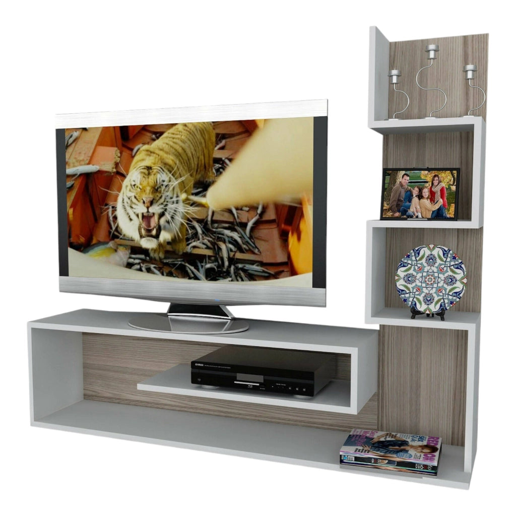 Armeno, Mobile Porta tv 5 Ripiani, 30x22x121h cm Bianco