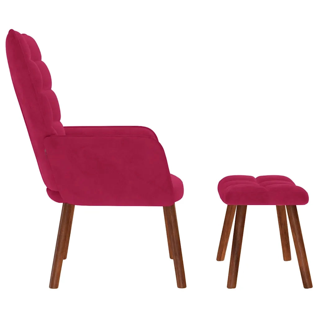 Divano Sedia-Poltrona Relax con Poggiapiedi Rosso Vino in Velluto 920242