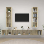 Mobile TV a Parete 4 pz Rovere Sonoma in Legno Multistrato 3079892