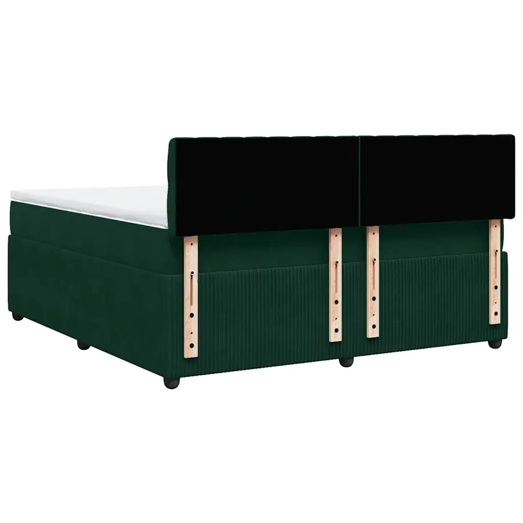 vidaXL Giroletto a Molle con Materasso Verde Scuro 180x200 cm Velluto