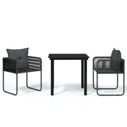 Set da Pranzo da Giardino 3 pz | Set Salotto da Giardino Nero