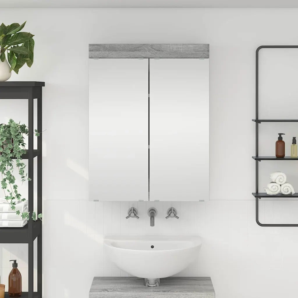 Mobiletto per specchio da bagno con porta TULUM Grigio Sonoma