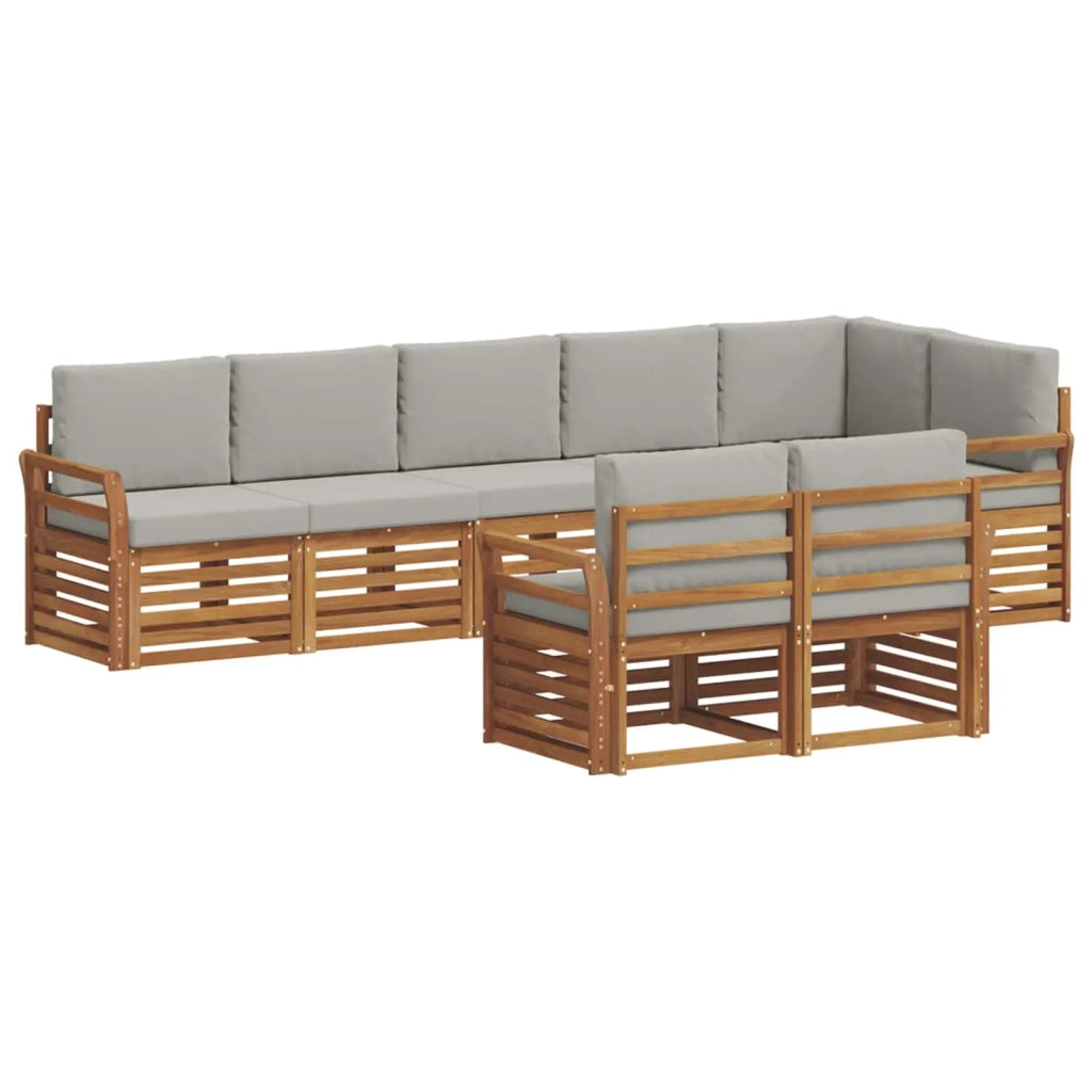 Set divani con cuscino 8 pcs Grigio Naturale e Chiaro
