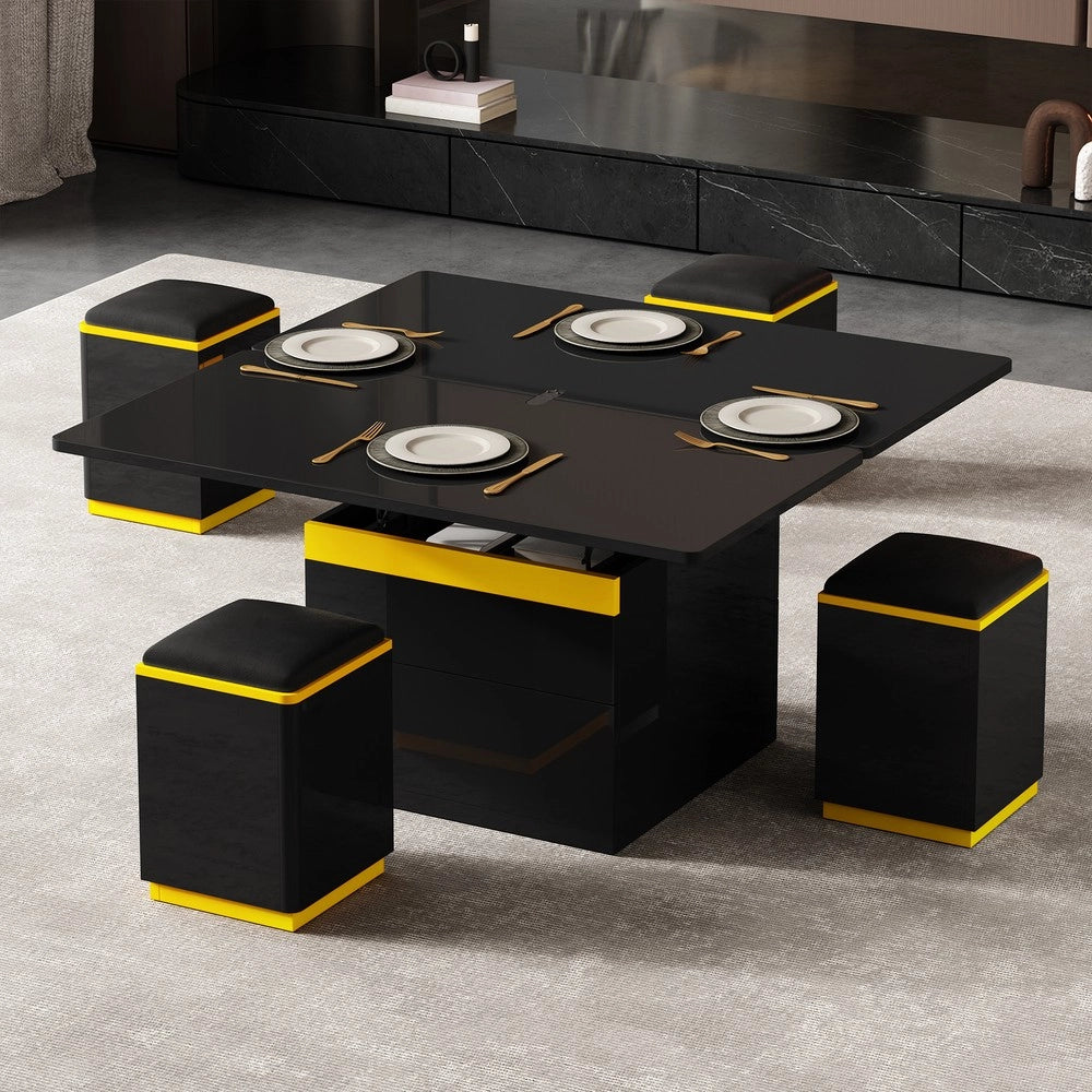 Tavolino da caff¨¨ moderno ¨C Minimal ¨C nero lucido 100x50x43