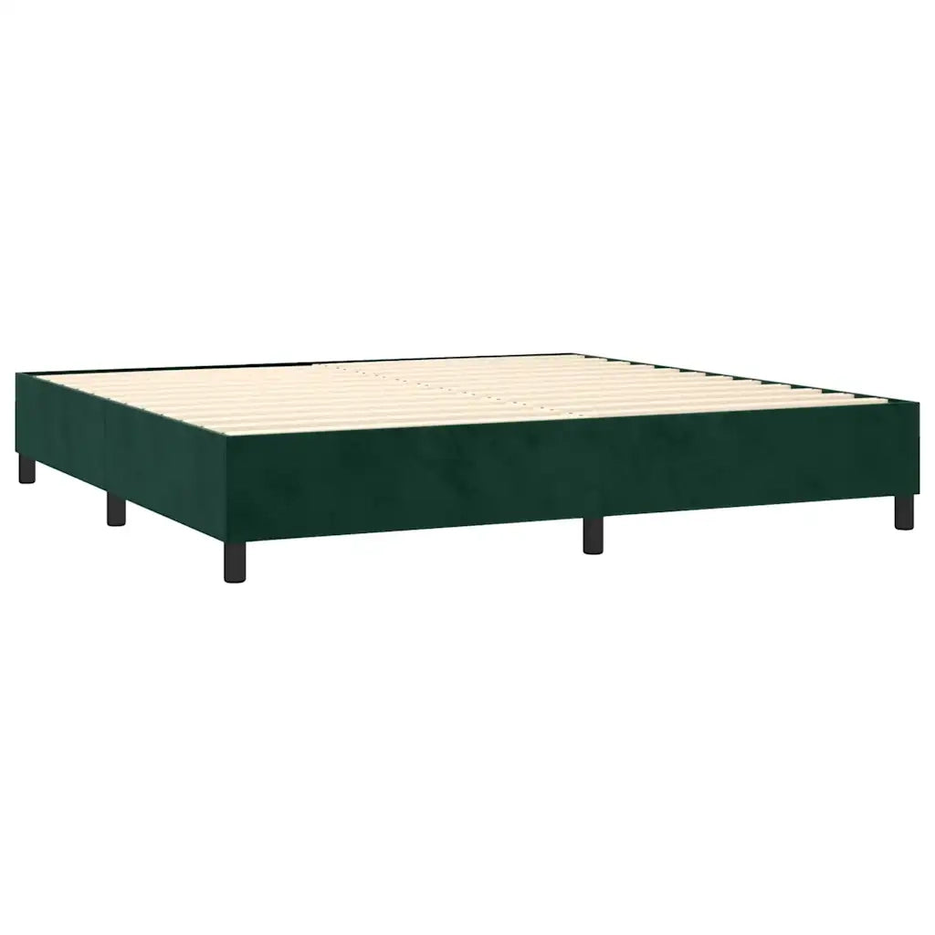 Letto a Molle con Materasso e LED Verde Scuro 200x200cm Velluto 3136086