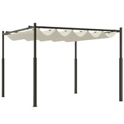 Gazebo con Tetto Retrattile 3x3m ¨C Xylo ¨C Poliestere 180g Metallo Bianco Crema per Giardino Esterno