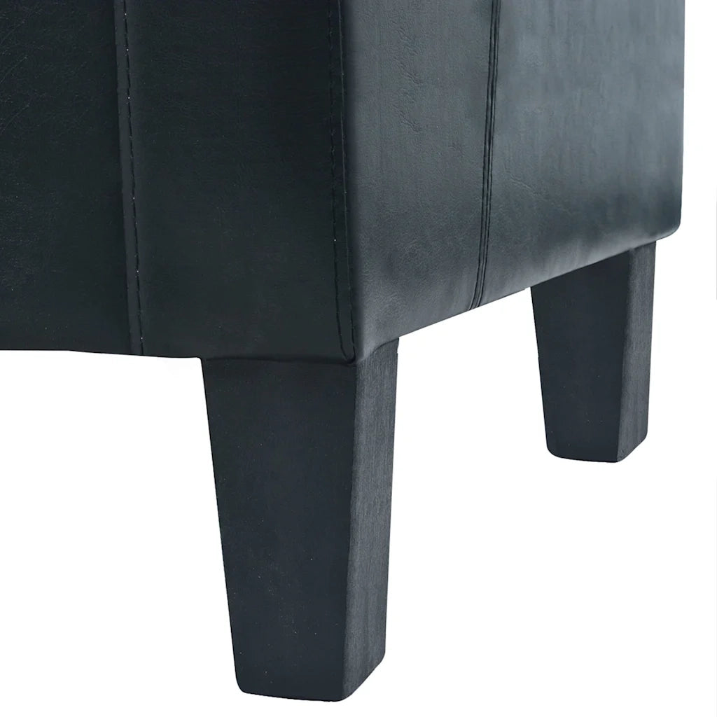 Divano a 3 Posti-Sofa 3 Posti in Pelle Sintetica Nero