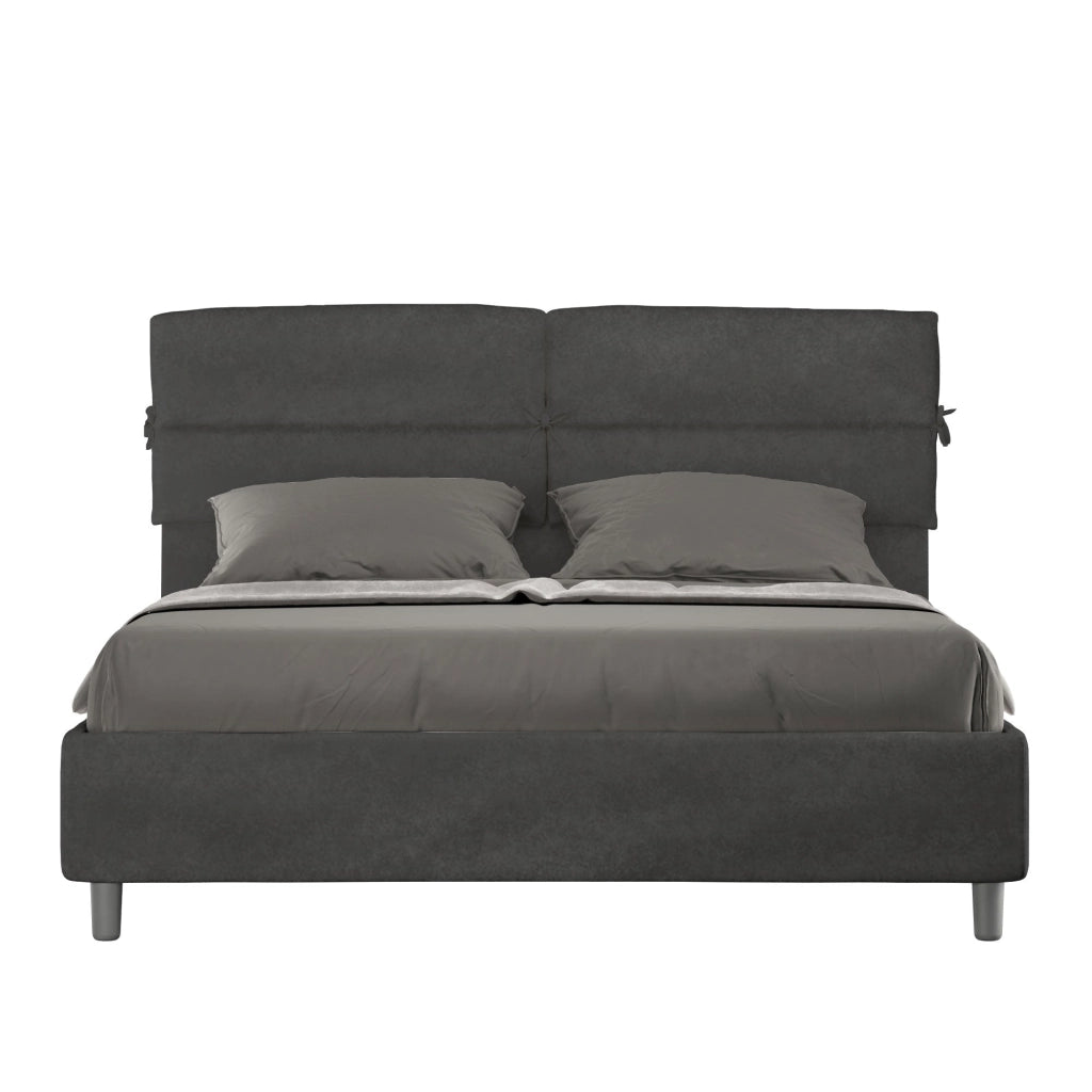 Letto Matrimoniale 160x210 cm con Rete e Contenitore Nandy Grigio