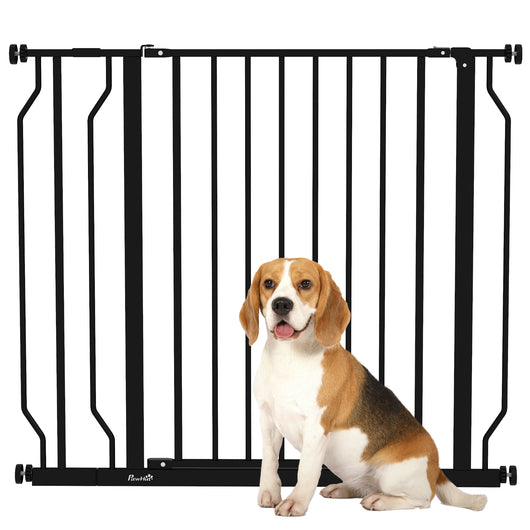 Cancelletto di Sicurezza per Cani Estensibile 75-95x76A cm in Acciaio e ABS Nero