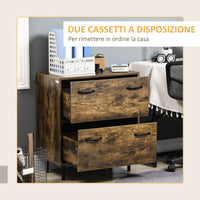 Cassettiera 2 Cassetti 65x40x75 cm in Truciolato Marrone