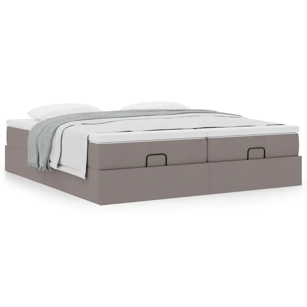Struttura Letto Pouf con Materassi Tortora 160x200cm in Tessuto 3311238