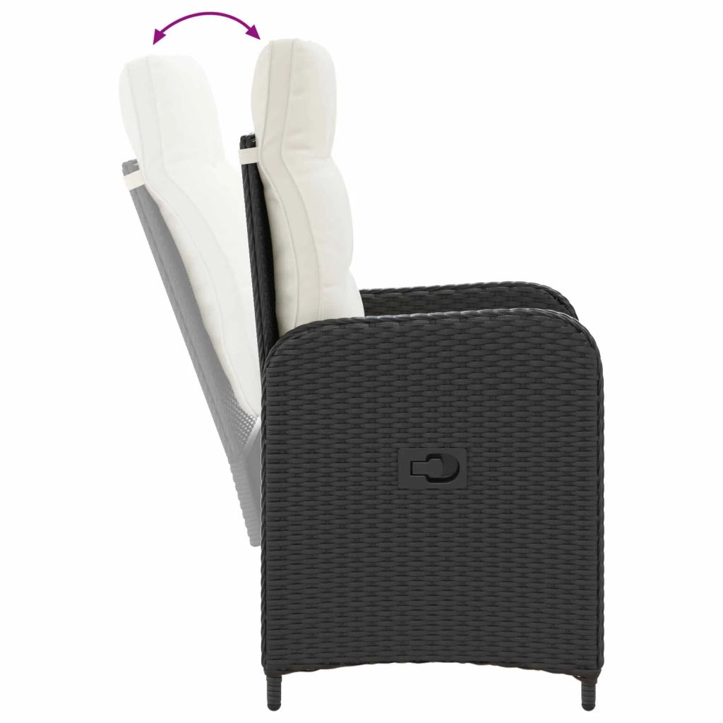 Set da pranzo per esterni 5 pz Nero e Bianco Crema polyrattan 3422403