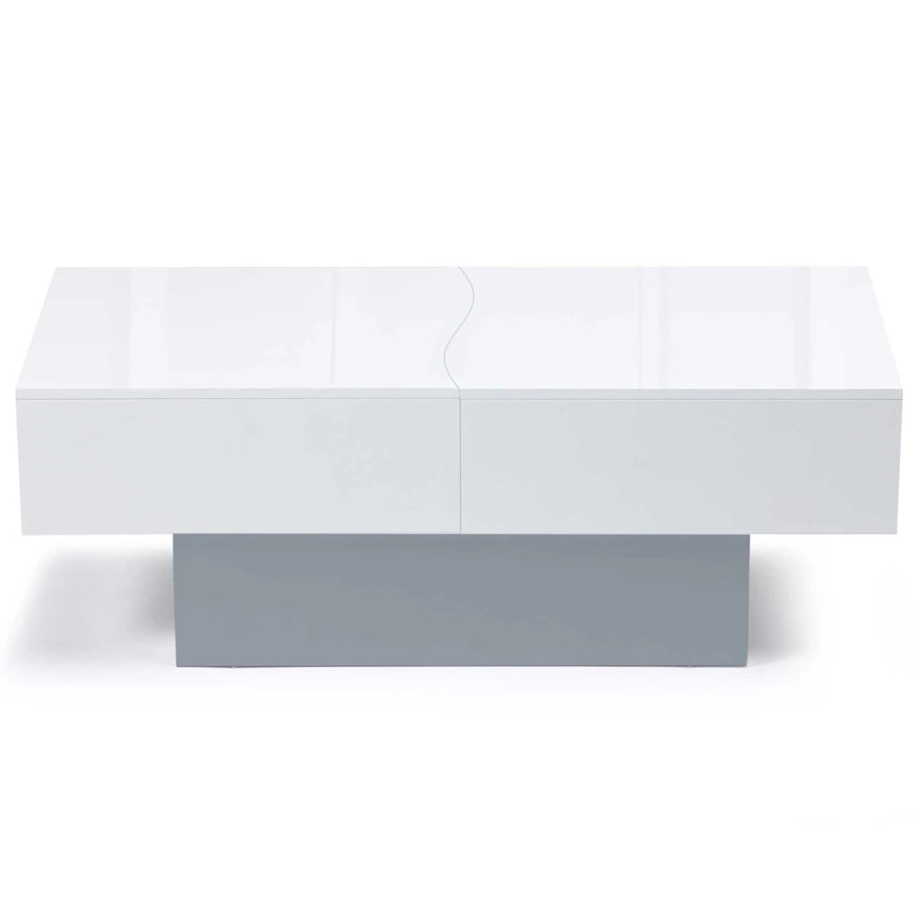 IDMarket - Tavolino scorrevole MARTA in legno grigio e piano bianco